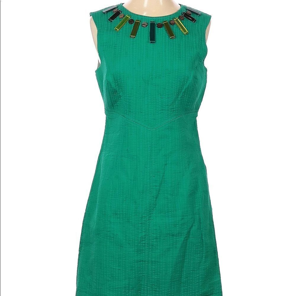 Vintage Milly of New York Green Embellish Dress With Pockets‎ - Size 6